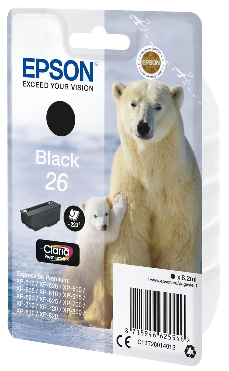 Epson Polar bear Singlepack Black 26 Claria Premium Ink