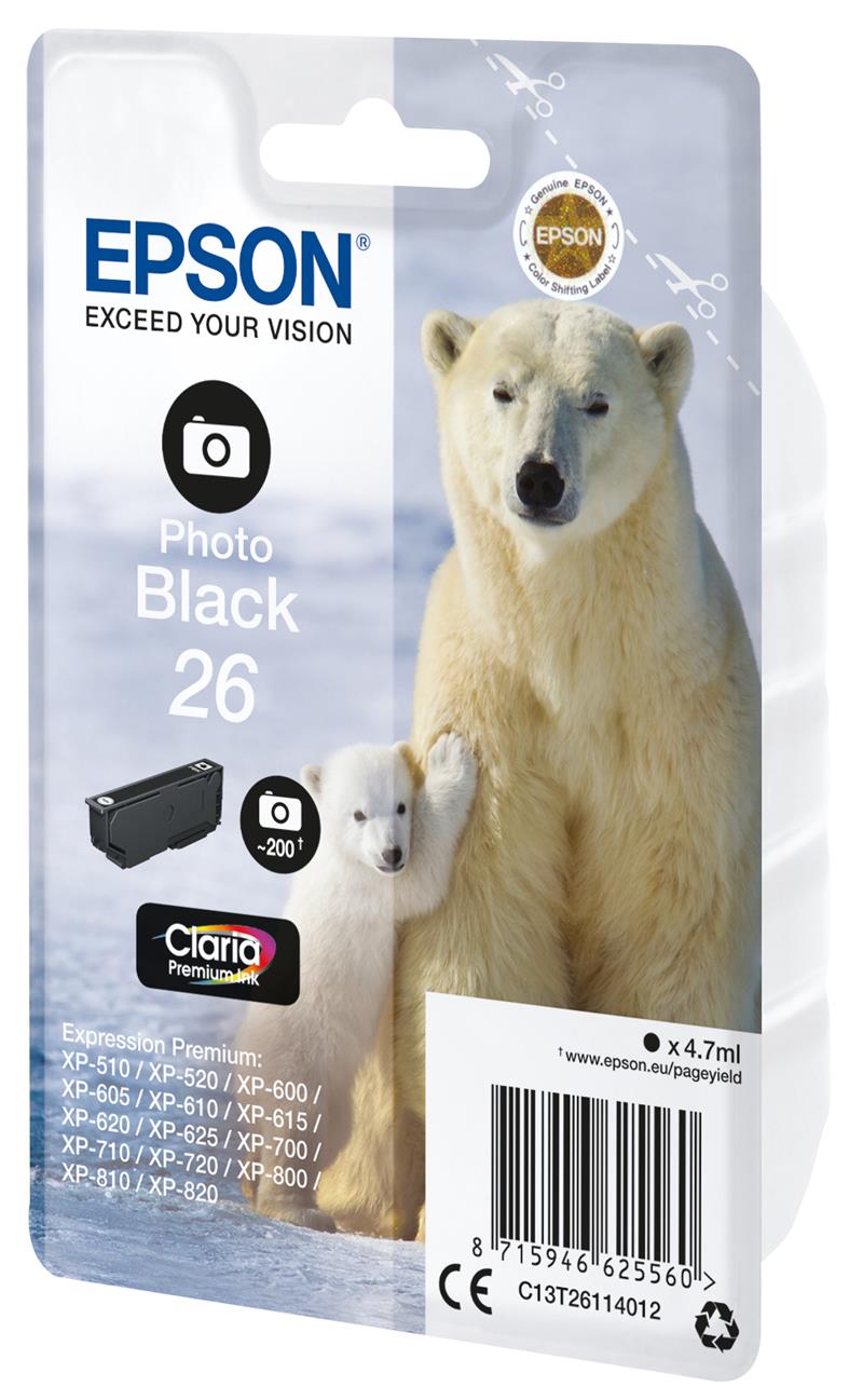 Epson Polar bear Singlepack Photo Black 26 Claria Premium Ink