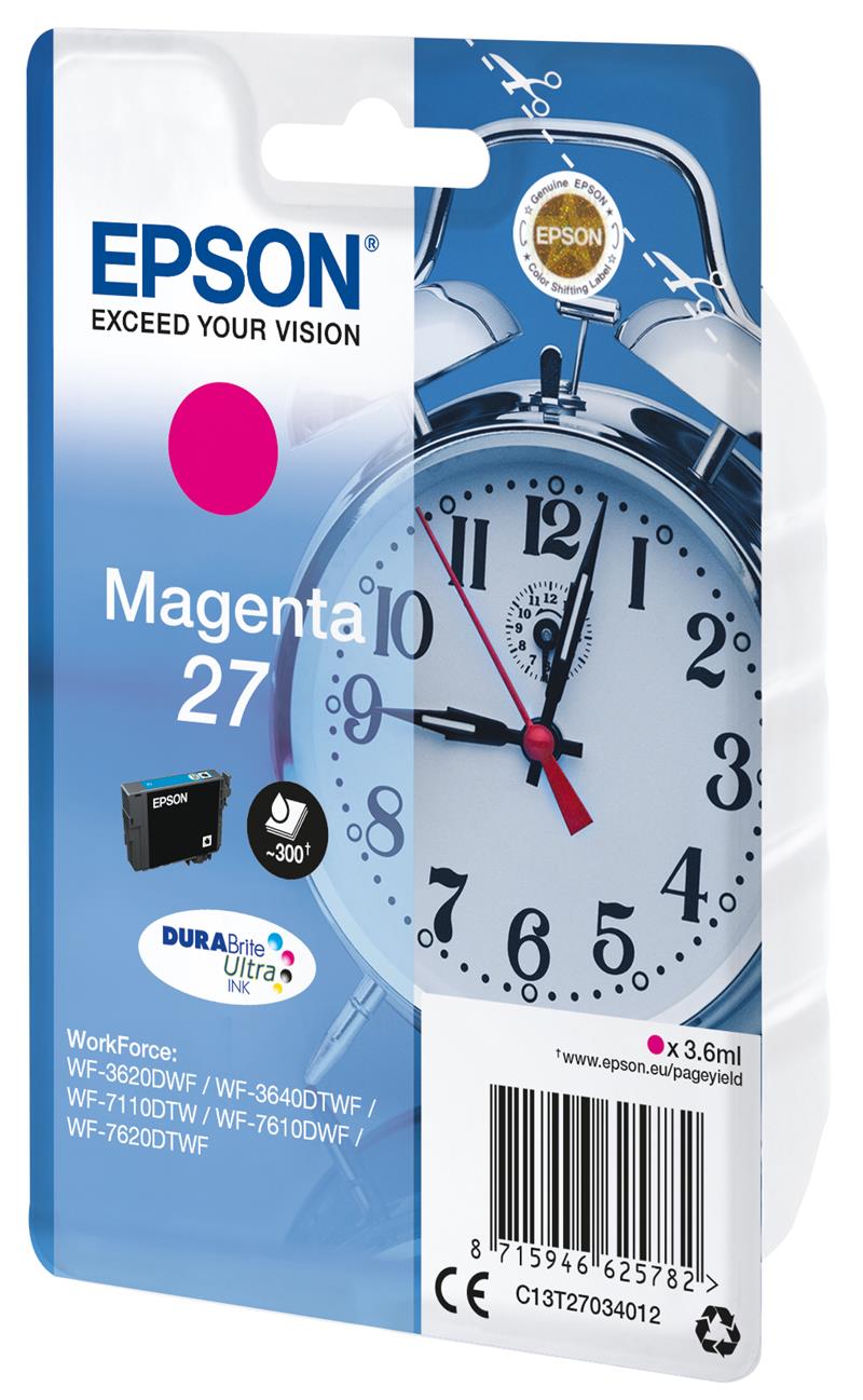 Epson Alarm clock Singlepack Magenta 27 DURABrite Ultra Ink