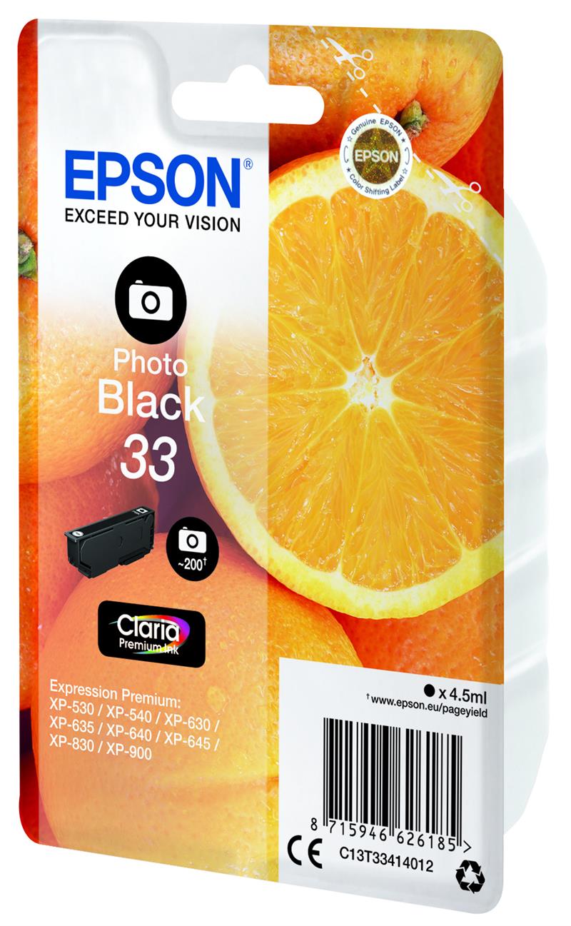 Epson Oranges Singlepack Photo Black 33 Claria Premium Ink