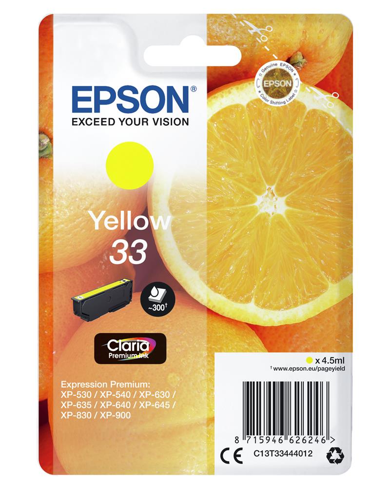 Epson Oranges Singlepack Yellow 33 Claria Premium Ink