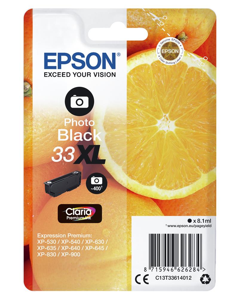 Epson Oranges Singlepack Photo Black 33XL Claria Premium Ink