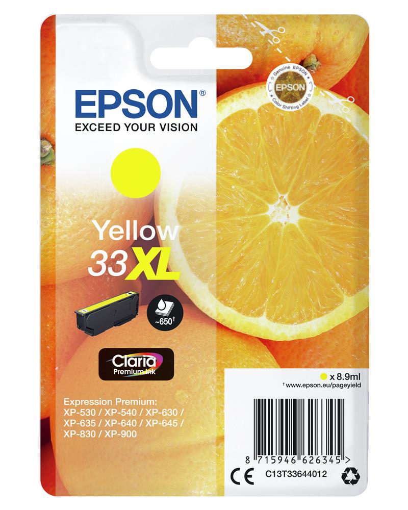 Epson Oranges Singlepack Yellow 33XL Claria Premium Ink