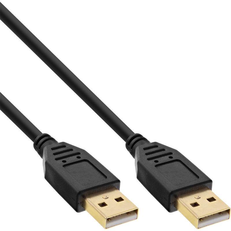 InLine USB 2 0 cable AM AM black gold plated contacts 2m