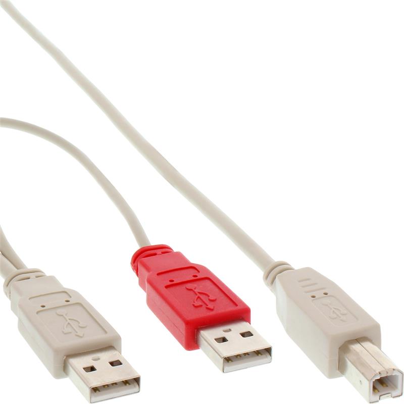 InLine USB 2 0 Y-kabel 2x USB A Male naar 1x USB B Male 1m