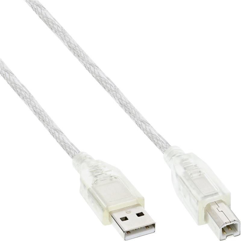 InLine USB 2 0 kabel transparant AM BM 10m