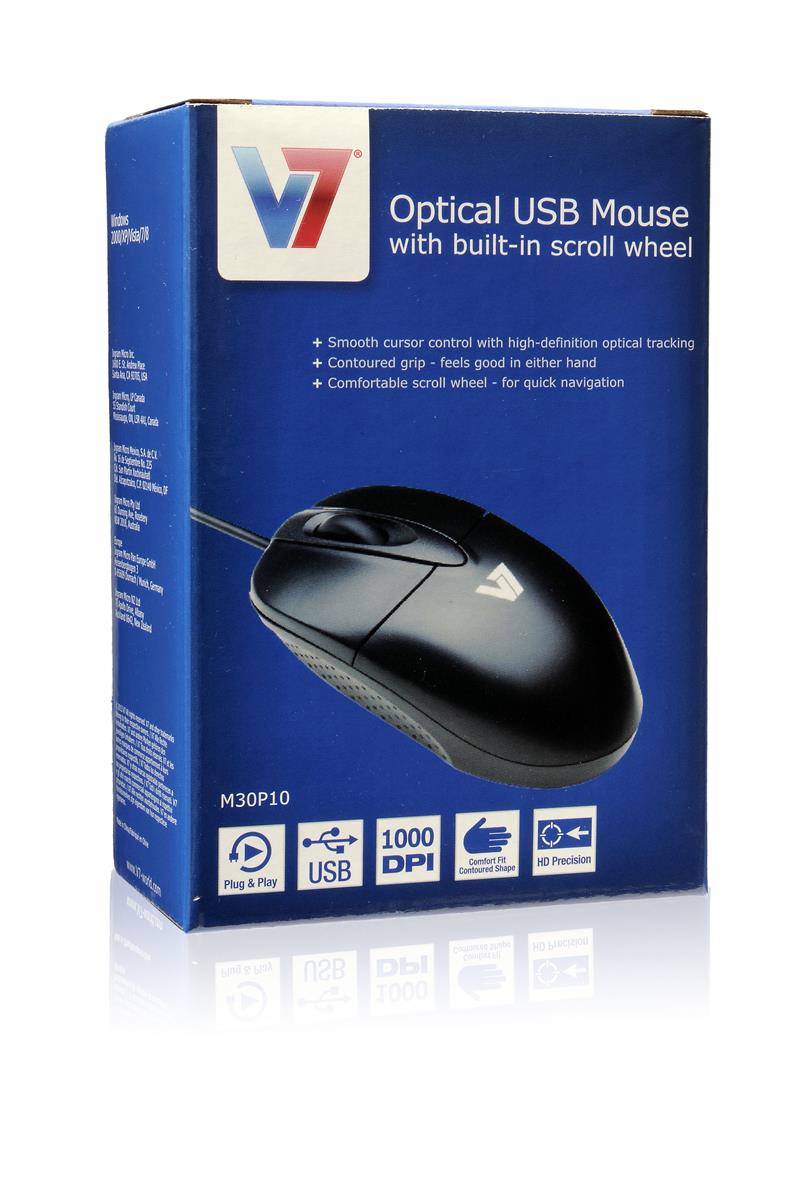 V7 M30P10-7E muis USB Type-A Optisch 1000 DPI