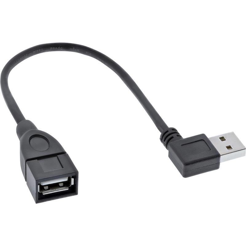 InLine USB 2 0 Smart Cable angled reversible Type A male to female black 0 2m