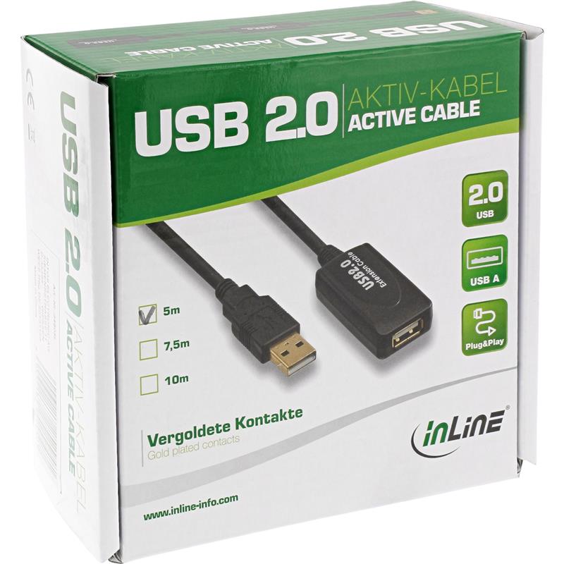 InLine USB 2 0 actieve verlengkabel USB A M V 5m