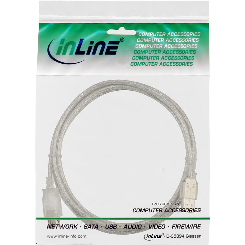 InLine USB 2 0 kabel transparant A M V 2m