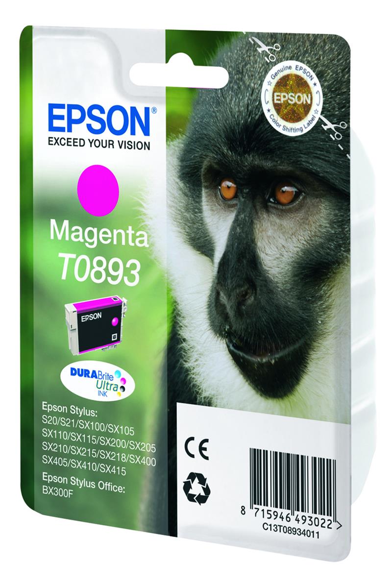 Epson Monkey Singlepack Magenta T0893 DURABrite Ultra Ink