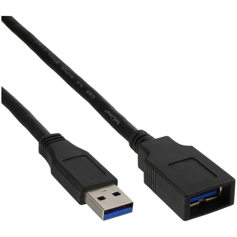 InLine USB 3 0 kabel AM AF zwart 1m