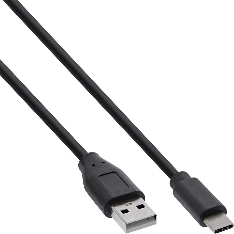 InLine USB 2 0 Cable Type C male to A male black 0 5m