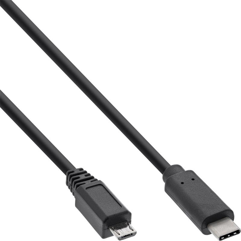 InLine USB 2 0 Cable Type C male to Micro-B male black 1m