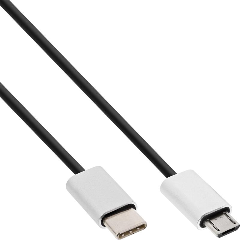 InLine USB 2 0 Cable Type C plug to Micro-B plug black alu flexible 5m