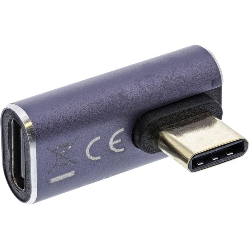 InLine USB4 Adapter USB Type-C male female vertical right left angled aluminium grey