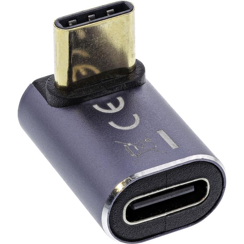 InLine USB4 Adapter USB Type-C male female up down angled aluminium grey