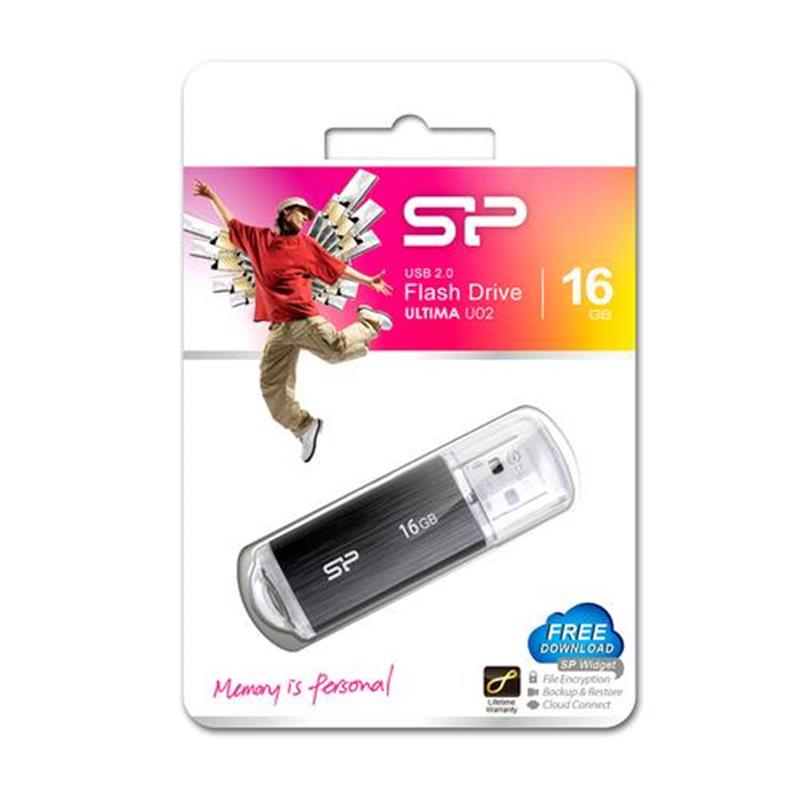 Silicon Power 16GB Ultima U02 USB 2.0 flashdrive Zwart