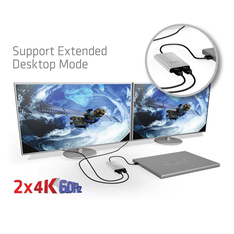 CLUB3D Thunderbolt™ 3 naar Displayport™ 1.2 Dual Monitor 4K 60Hz