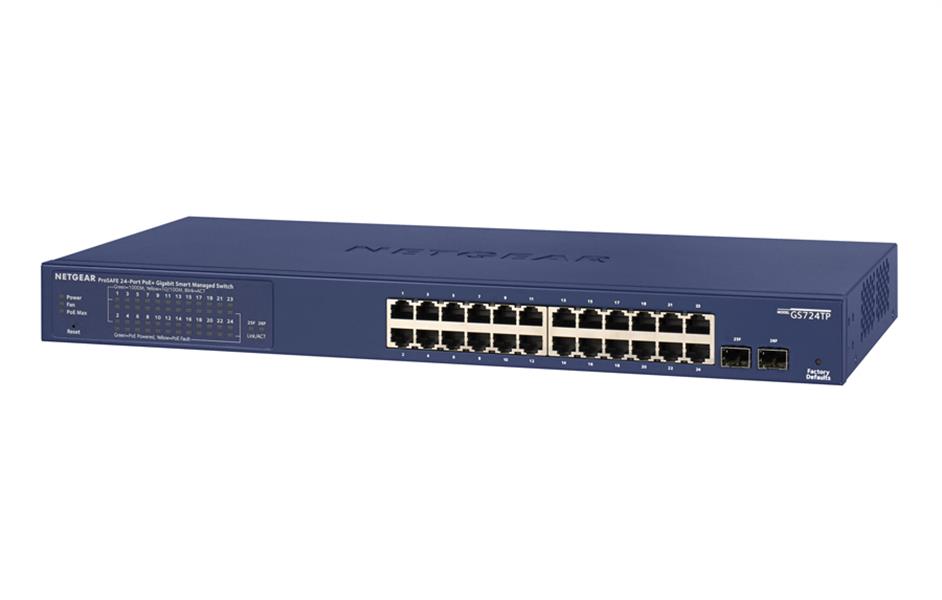 Netgear GS724TP Managed L2/L3/L4 Gigabit Ethernet (10/100/1000) Zwart, Grijs 1U Power over Ethernet (PoE)