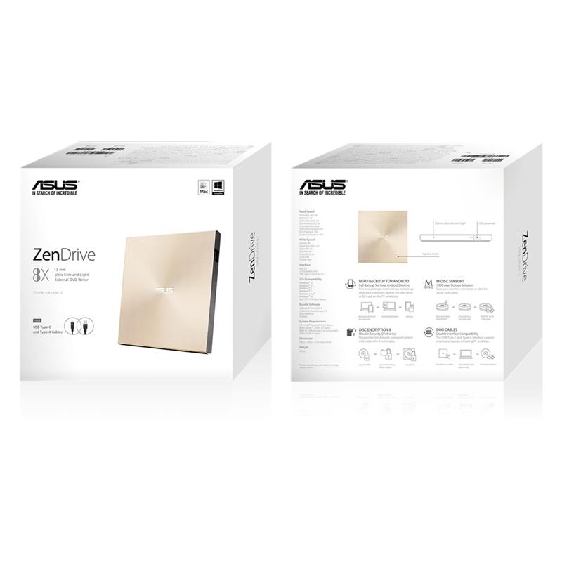 ASUS ZenDrive U9M optisch schijfstation Goud DVD±RW