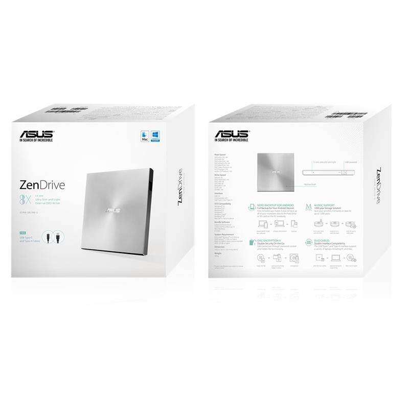 ASUS ZenDrive U9M optisch schijfstation Zilver DVD±RW