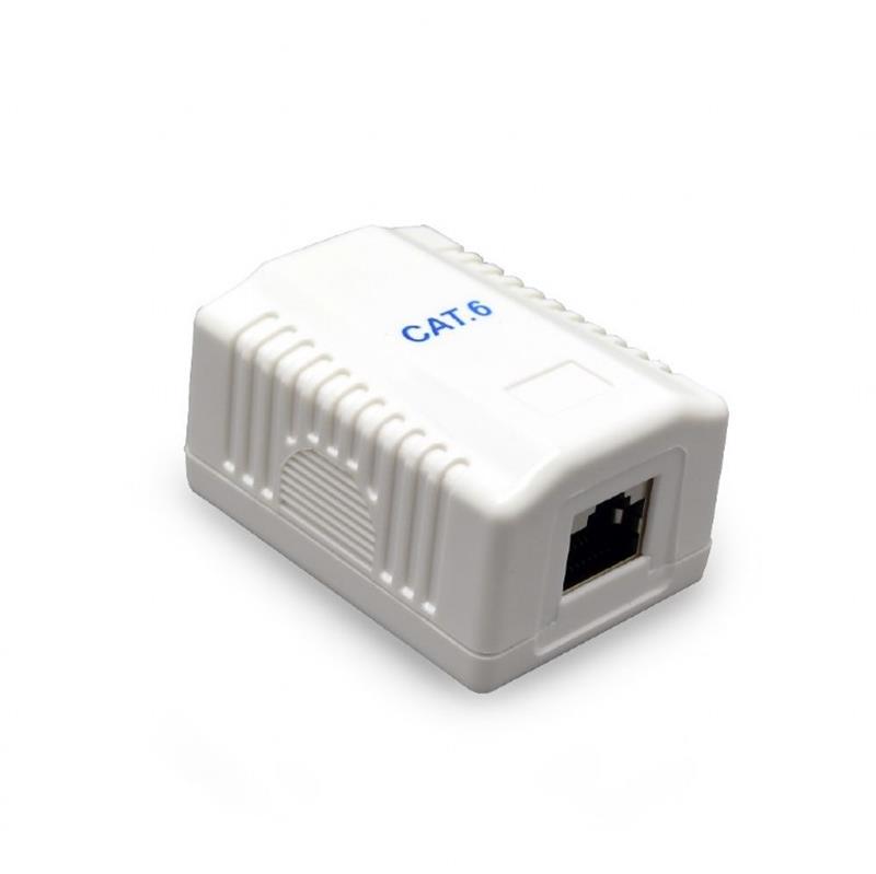 Gembird CAT6 FTP LAN-opbouwdoos 1-poorts kan ook CAT5E en UTP kabel in met schroeven en zelfklevende tape Keystone Jack