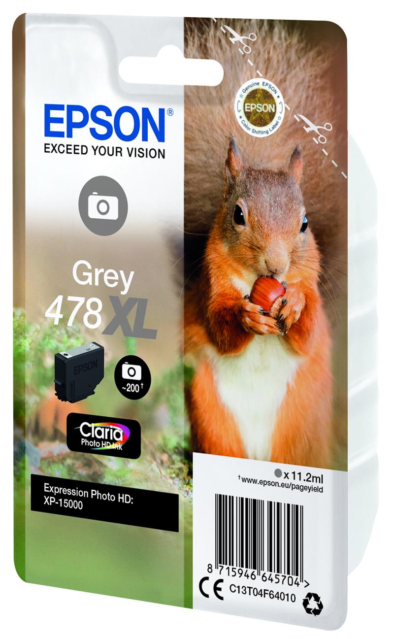 Epson Squirrel Singlepack Grey 478XL Claria Photo HD Ink