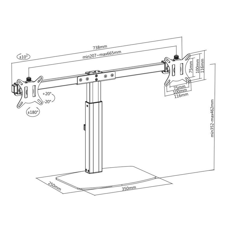 ACT AC8332 flat panel bureau steun 81,3 cm (32"") Vrijstaand Zwart