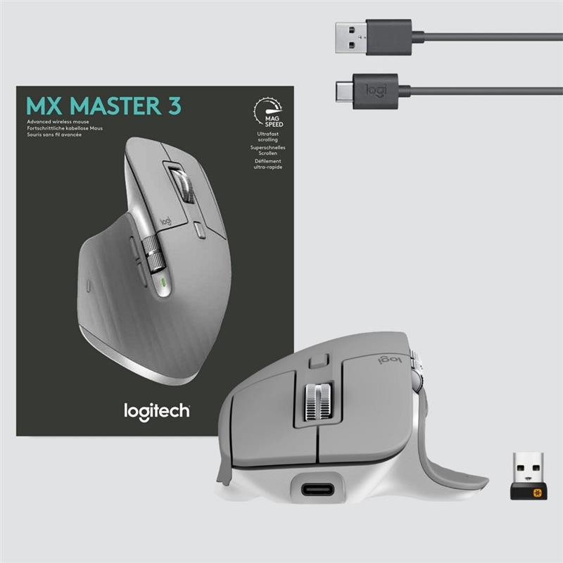 Logitech MX Master 3 muis RF draadloos + Bluetooth Laser 4000 DPI Rechtshandig