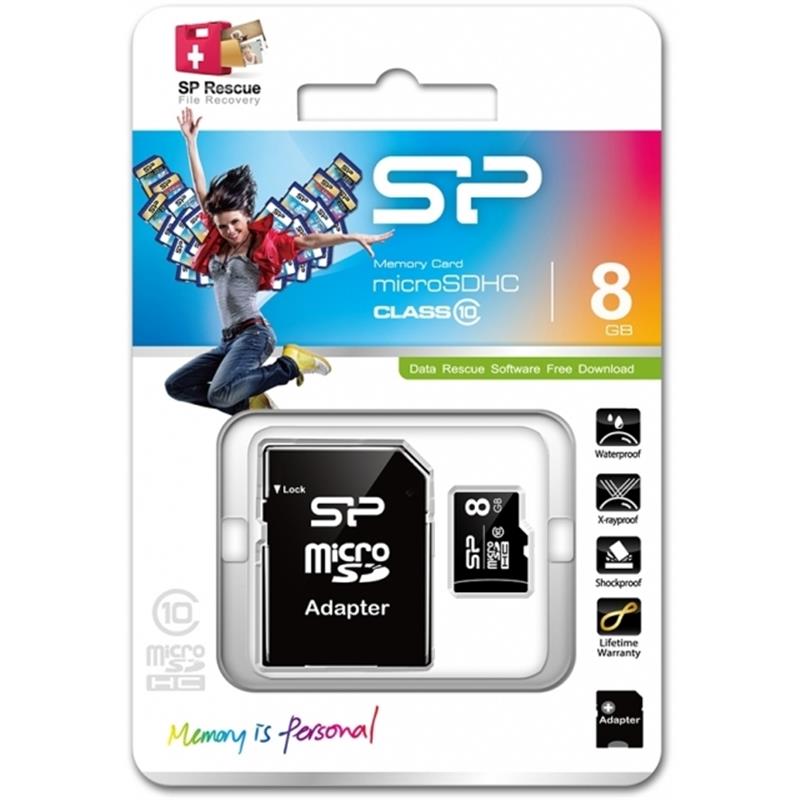 Silicon Power SP008GBSTH010V10SP flashgeheugen 8 GB MicroSDHC Klasse 10