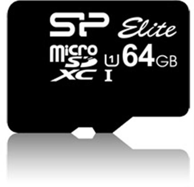 Silicon Power 64GB Elite MicroSDXC Class10 UHS-1 tot 85Mb/s incl. SD-adapter Zwart