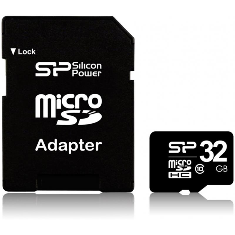 Silicon Power 32GB Elite MicroSDHC Class10 UHS-1 tot 85Mb/s incl. SD-adapter Zwart