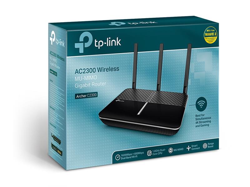 TP-LINK Archer C2300 draadloze router Dual-band (2.4 GHz / 5 GHz) Gigabit Ethernet Zwart