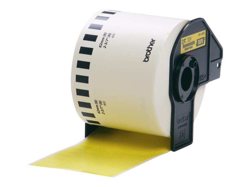 Brother DK-44605 Continuous Removable Yellow Paper Tape (62mm) Geel