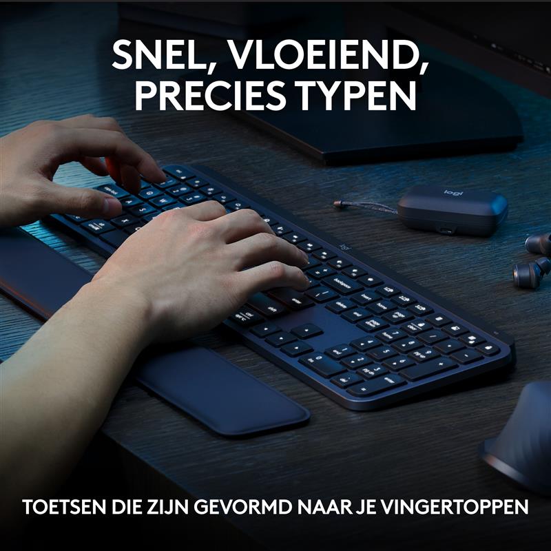 Logitech MX Keys S Combo toetsenbord Inclusief muis RF-draadloos + Bluetooth AZERTY Belgisch Grafiet