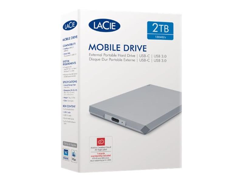 LACIE Mobile Portable HDD 2TB USB grey