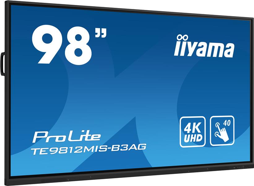 iiyama TE9812MIS-B3AG beeldkrant Kiosk-ontwerp 2,49 m (98"") LCD Wifi 400 cd/m² 4K Ultra HD Zwart Touchscreen Type processor Android 11 24/7