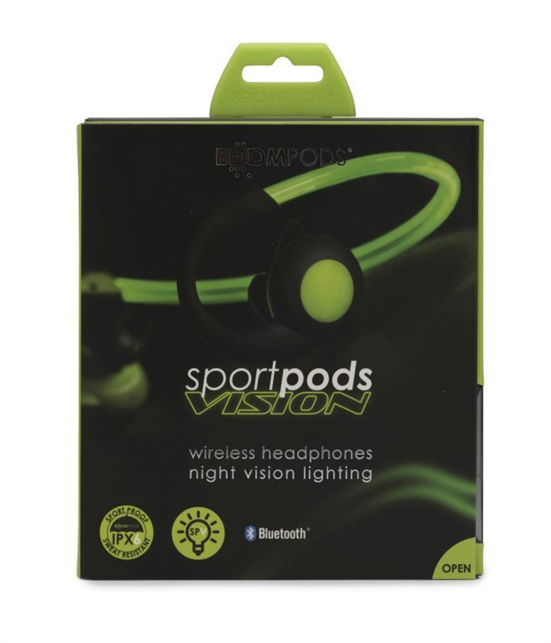 Boompods Sportbods Vision In-Ear Lichtgevende Sports Koptelefoon Groen