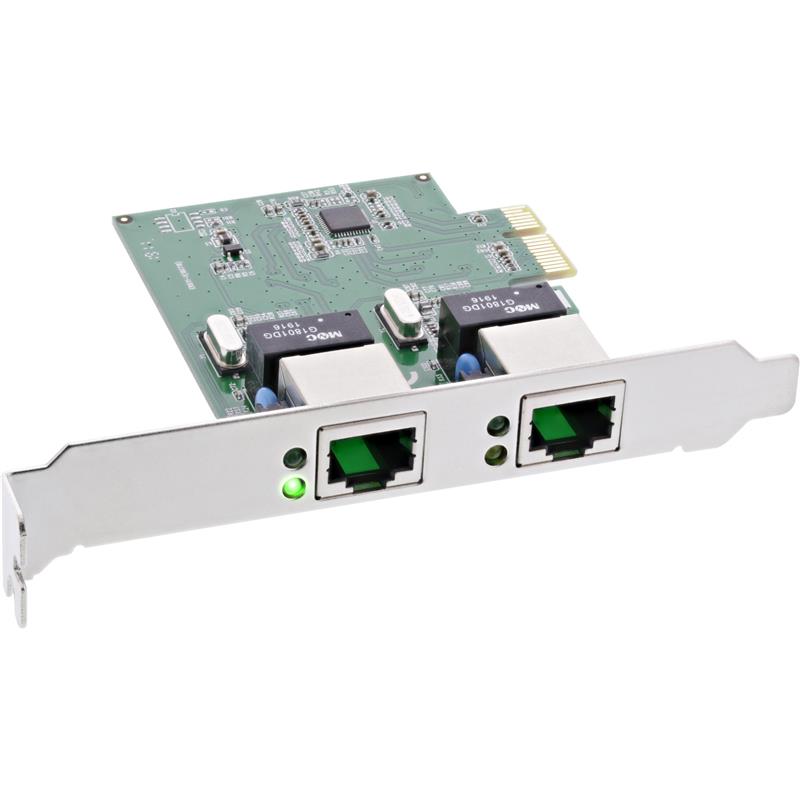 InLine Dual Gigabit Network Interface Card PCI Express 2x 1Gb s PCIe x1 incl low-profile slot bracket
