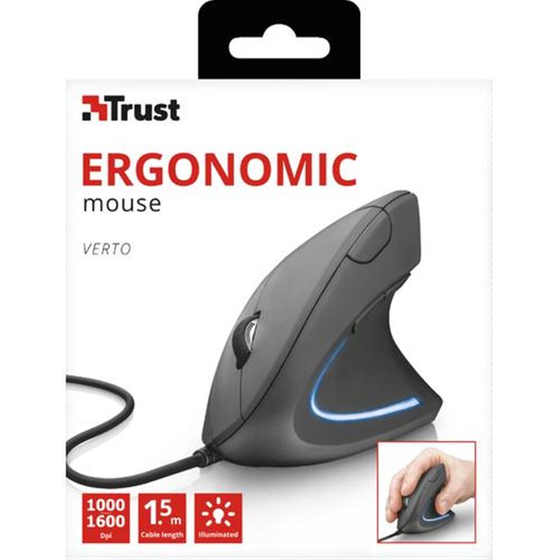 Trust Verto | Ergonomische Muis | Verticaal | Grijs