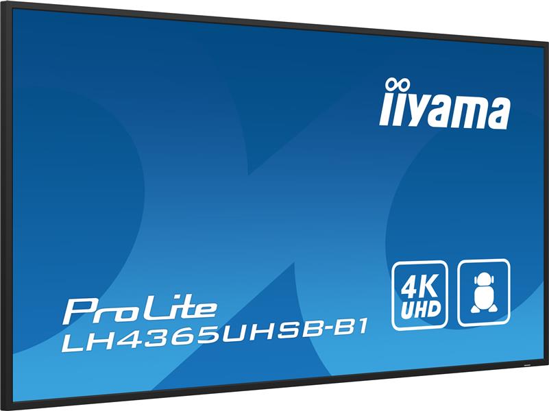 iiyama LH4365UHSB-B1 beeldkrant Kiosk-ontwerp 108 cm (42.5"") LED Wifi 800 cd/m² 4K Ultra HD Zwart Type processor Android 11 24/7