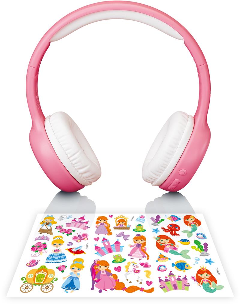  Lenco On-Ear Stereo Bluetooth Headset for Kids Pink