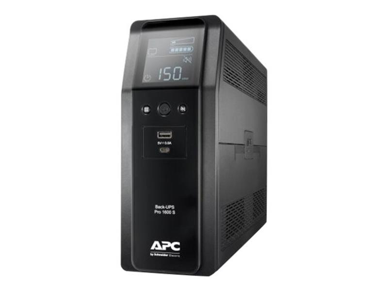 APC Back-UPS PRO BR1600SI - Noodstroomvoeding, 8x C13 uitgang, 2x USB charger (type A & C), 1600VA, USB dataport