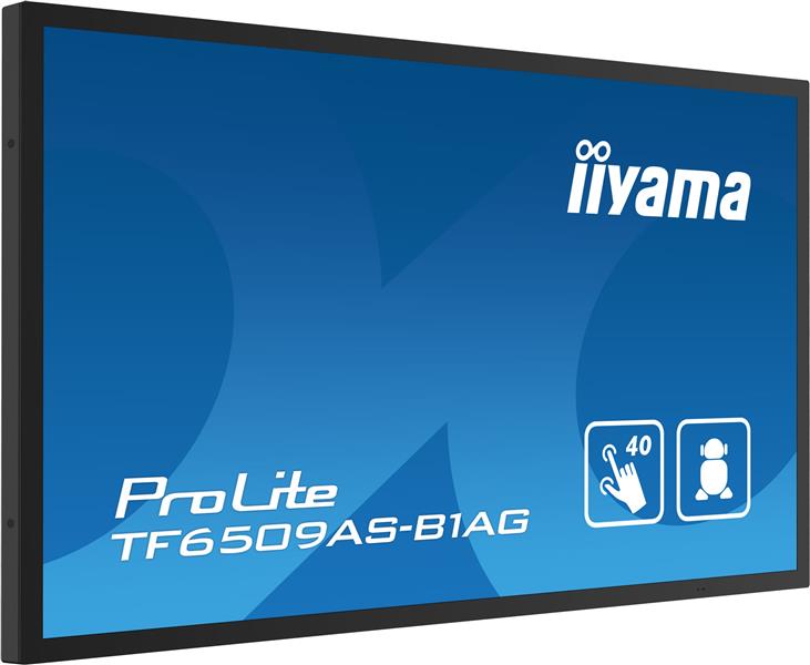 iiyama TF6539AS-B1AG beeldkrant Digitale signage flatscreen 163,8 cm (64.5"") LED 500 cd/m² 4K Ultra HD Zwart Touchscreen Type processor Android 24/7