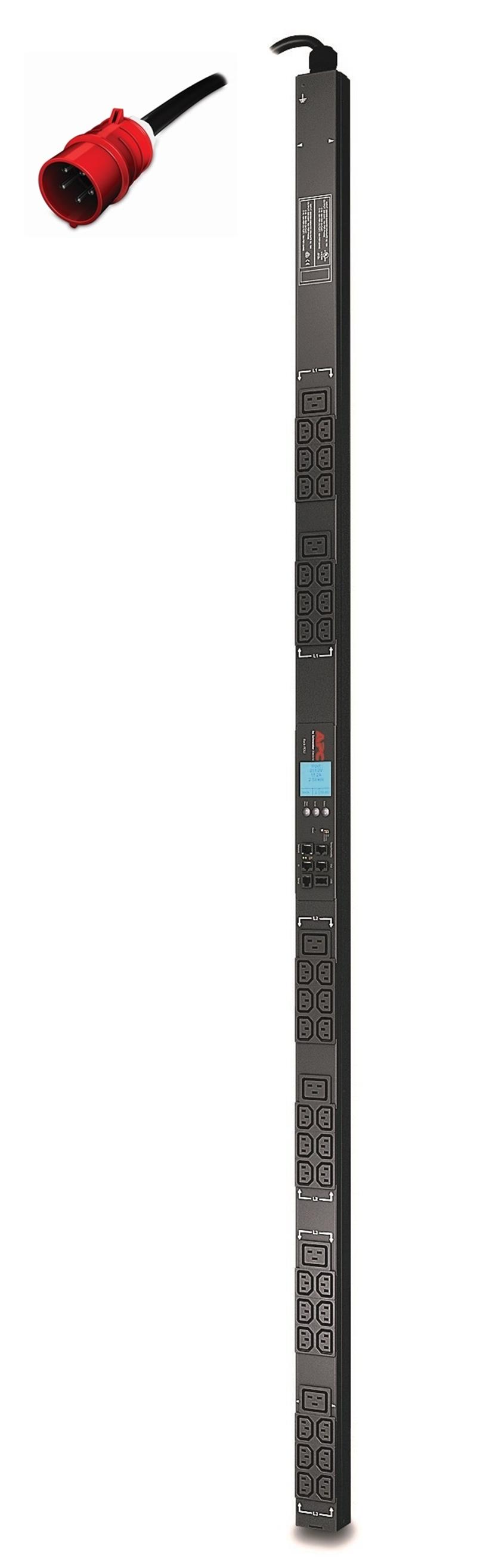 APC Rack PDU, Metered, ZeroU, 16A, 400V, (36x) C13 & (6x) C19, IEC 309 16A 3Fase stekker