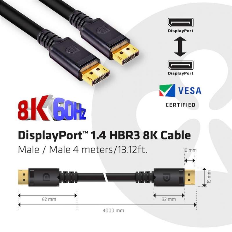 CLUB3D DisplayPort 1.4 HBR3 8K Kabel M/M 4meter
