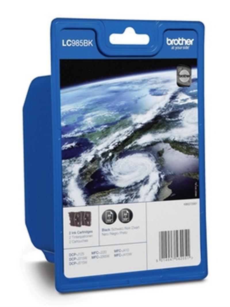 Brother LC-985BKBP2 inktcartridge Origineel Zwart Multipack 2 stuk(s)