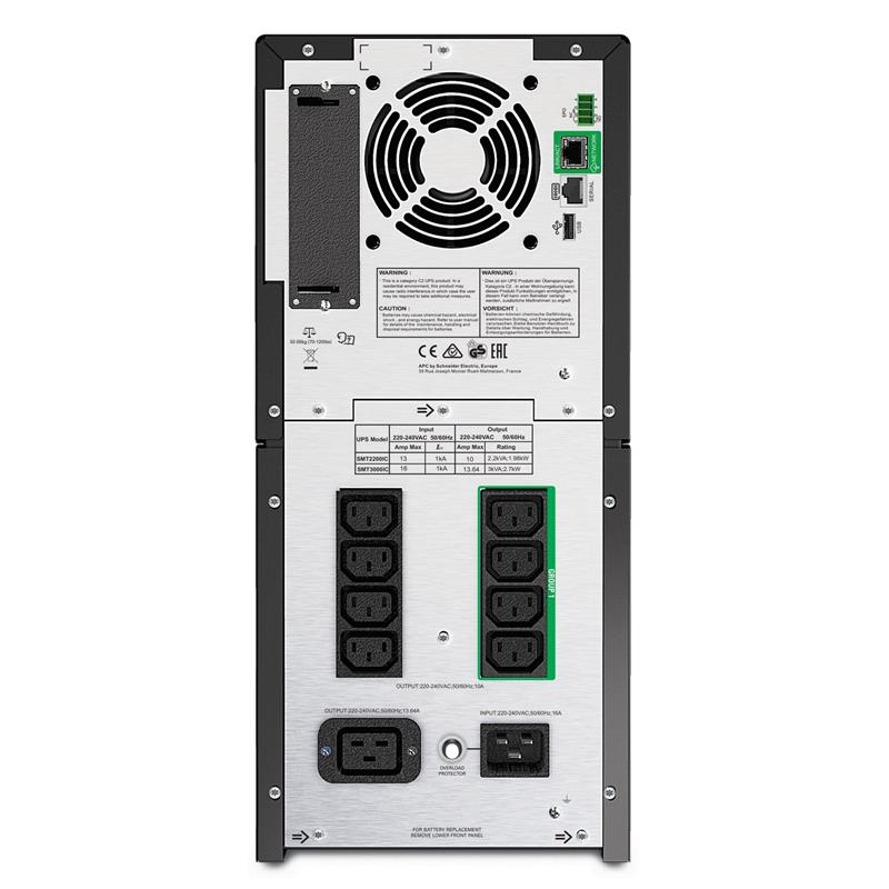 APC Smart-UPS SMT3000IC Noodstroomvoeding - 8x C13, 1x C19, USB, SmartConnect, 3000VA