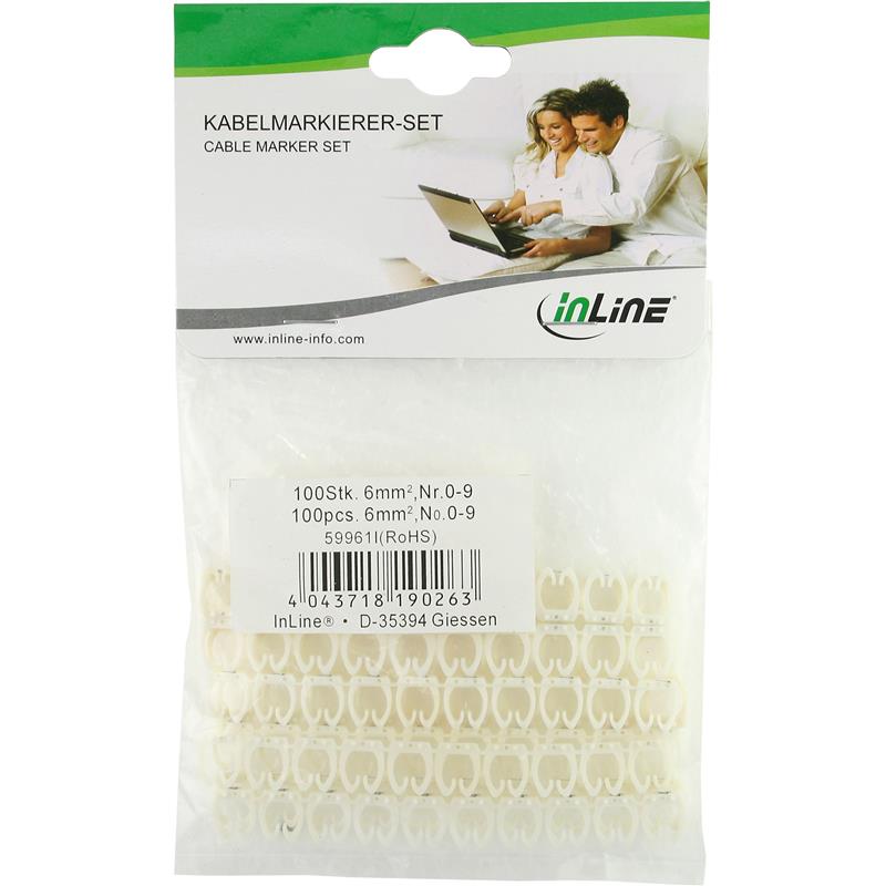 InLine Cable Marker 6mm No 0-9 100 pcs white